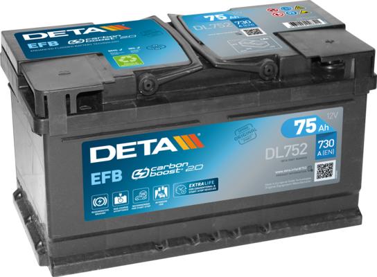 DETA DL752 - Стартерная аккумуляторная батарея, АКБ www.avaruosad.ee