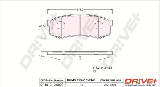 Dr!ve+ DP1010.10.0020 - Brake Pad Set, disc brake www.avaruosad.ee