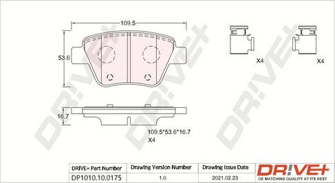 Dr!ve+ DP1010.10.0175 - Brake Pad Set, disc brake www.avaruosad.ee