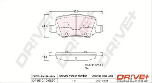 Dr!ve+ DP1010.10.0870 - Brake Pad Set, disc brake www.avaruosad.ee