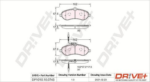 Dr!ve+ DP1010.10.0743 - Brake Pad Set, disc brake www.avaruosad.ee