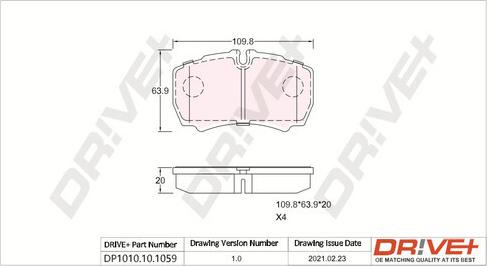 Dr!ve+ DP1010.10.1059 - Brake Pad Set, disc brake www.avaruosad.ee