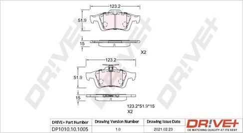 Dr!ve+ DP1010.10.1005 - Brake Pad Set, disc brake www.avaruosad.ee