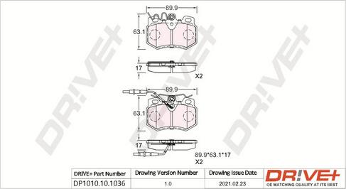Dr!ve+ DP1010.10.1036 - Brake Pad Set, disc brake www.avaruosad.ee