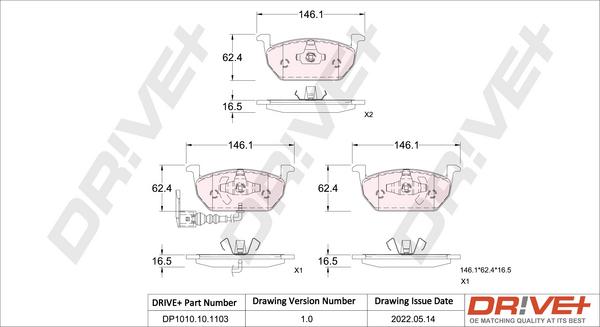 Dr!ve+ DP1010.10.1103 - Brake Pad Set, disc brake www.avaruosad.ee