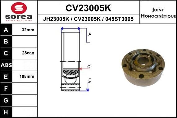 EAI CV23005K - Joint Kit, drive shaft www.avaruosad.ee