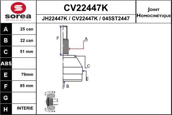 EAI CV22447K - Joint Kit, drive shaft www.avaruosad.ee