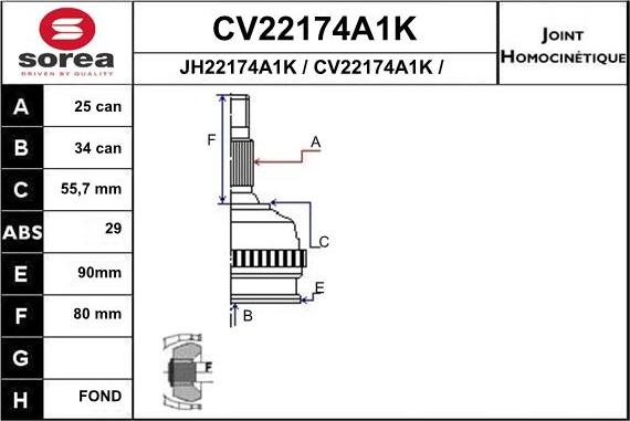 EAI CV22174A1K - Joint Kit, drive shaft www.avaruosad.ee