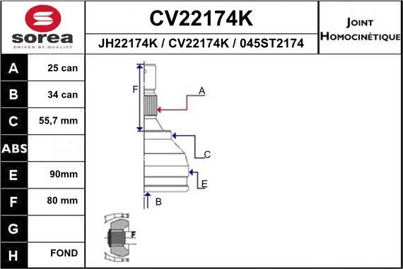 EAI CV22174K - Joint Kit, drive shaft www.avaruosad.ee