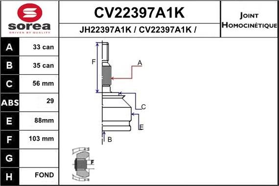 EAI CV22397A1K - Joint Kit, drive shaft www.avaruosad.ee
