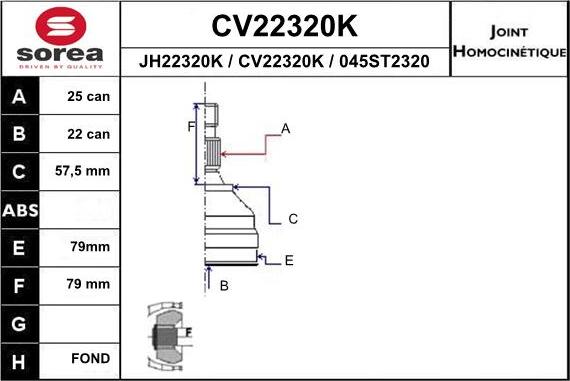 EAI CV22320K - Joint Kit, drive shaft www.avaruosad.ee
