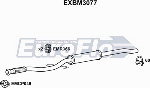 EuroFlo EXBM3077 - Keskiäänenvaimentaja www.avaruosad.ee