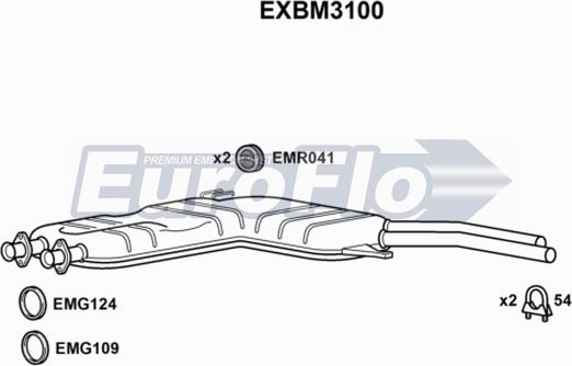 EuroFlo EXBM3100 - Средний глушитель выхлопных газов www.avaruosad.ee