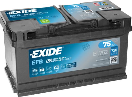 Exide EL752 - Стартерная аккумуляторная батарея, АКБ www.avaruosad.ee