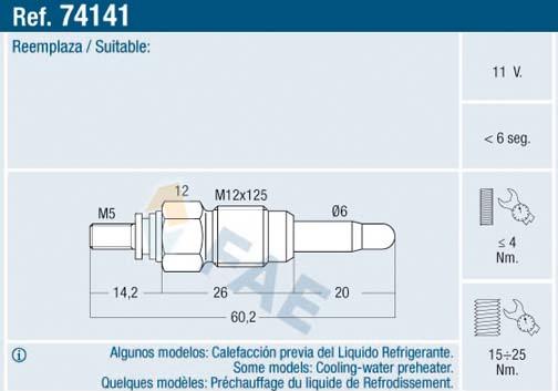 FAE 74141 - Glow Plug www.avaruosad.ee