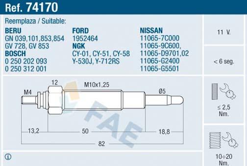 FAE 74170 - Glow Plug www.avaruosad.ee