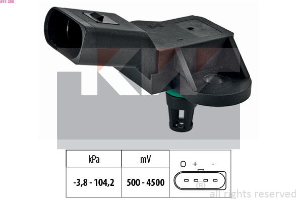 KW 493 280 - Pressure Sensor, brake booster www.avaruosad.ee