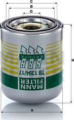 Mann-Filter TB 1394/17 x - Патрон осушителя воздуха, пневматическая система www.avaruosad.ee