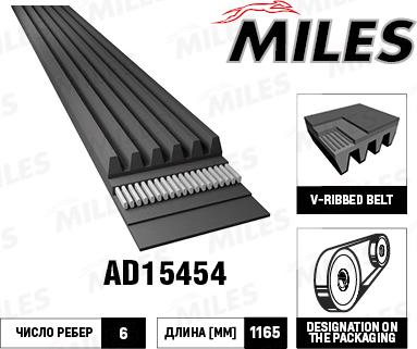 Miles AD15454 - V-Ribbed Belts www.avaruosad.ee