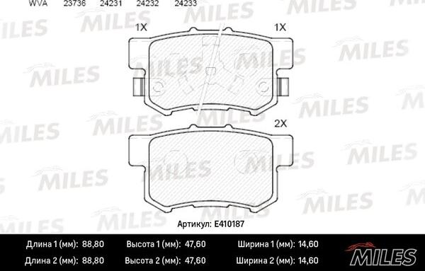 Miles E410187 - Bremžu uzliku kompl., Disku bremzes www.avaruosad.ee