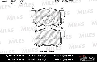 Miles E110187 - Bremžu uzliku kompl., Disku bremzes www.avaruosad.ee