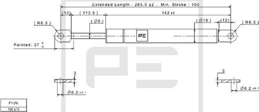 PE Automotive 120.204-00A - Gāzes atspere www.avaruosad.ee