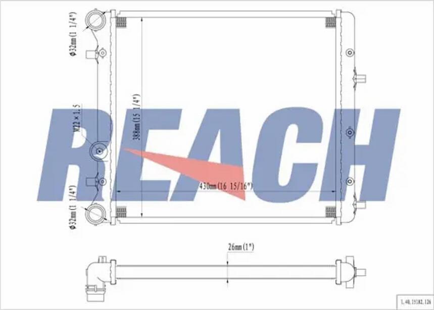 REACH 1.40.15182.126 - Radiaator,mootorijahutus www.avaruosad.ee