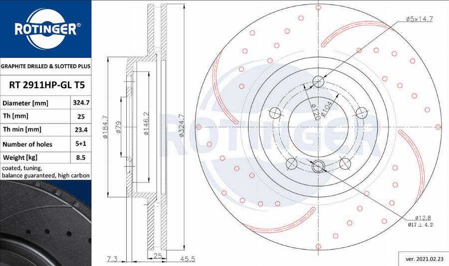 Rotinger RT 2911HP-GL T5 - Disque de frein www.avaruosad.ee