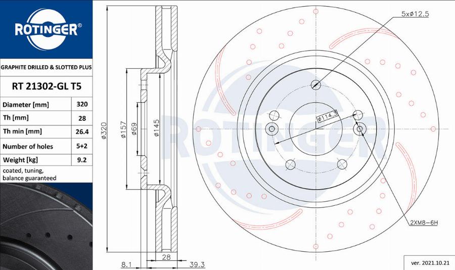 Rotinger RT 21302-GL T5 - Disco de freno www.avaruosad.ee