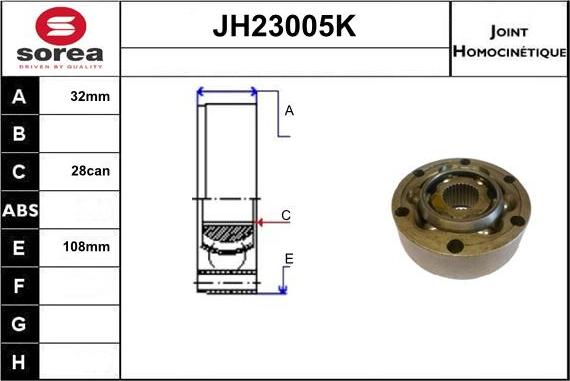Sera JH23005K - Joint Kit, drive shaft www.avaruosad.ee