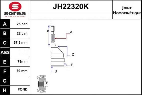 Sera JH22320K - Joint Kit, drive shaft www.avaruosad.ee