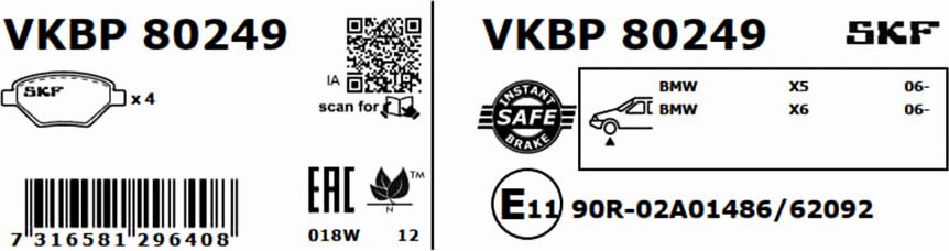 SKF VKBP 80249 - Juego de pastillas de freno www.avaruosad.ee