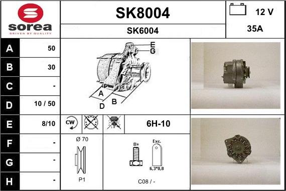 SNRA SK8004 - Alternator www.avaruosad.ee