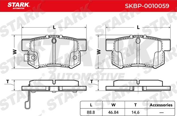 Stark SKBP-0010059 - Bremžu uzliku kompl., Disku bremzes www.avaruosad.ee