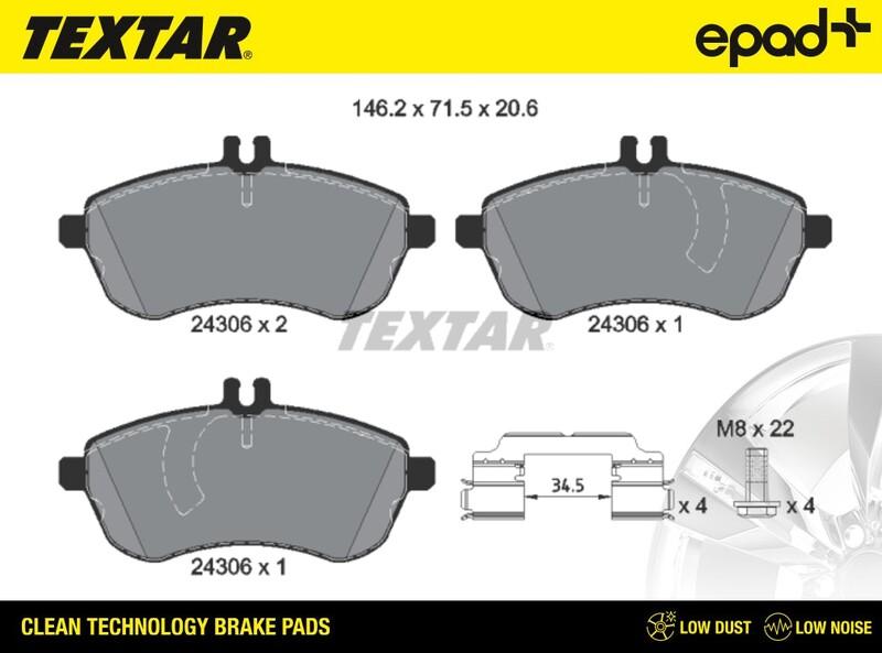 Textar 2430601CP - Bremžu uzliku kompl., Disku bremzes www.avaruosad.ee