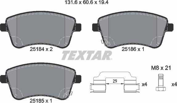 Textar 2518401 - Bremžu uzliku kompl., Disku bremzes www.avaruosad.ee