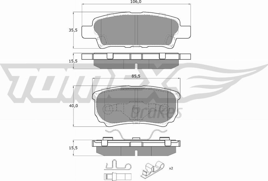 TOMEX brakes TX 14-87 - Bremžu uzliku kompl., Disku bremzes www.avaruosad.ee