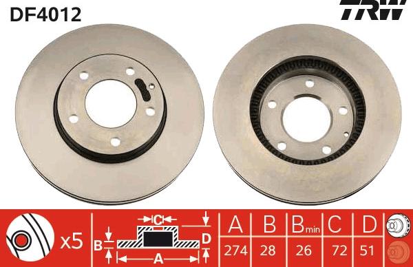 TRW DF4012 - Disque de frein www.avaruosad.ee
