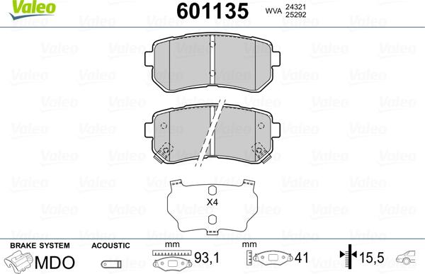 Valeo 601135 - Brake Pad Set, disc brake www.avaruosad.ee