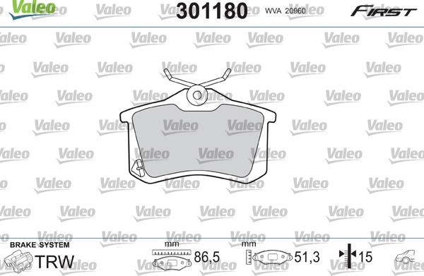 Valeo 301180 - Тормозные колодки, дисковые www.avaruosad.ee