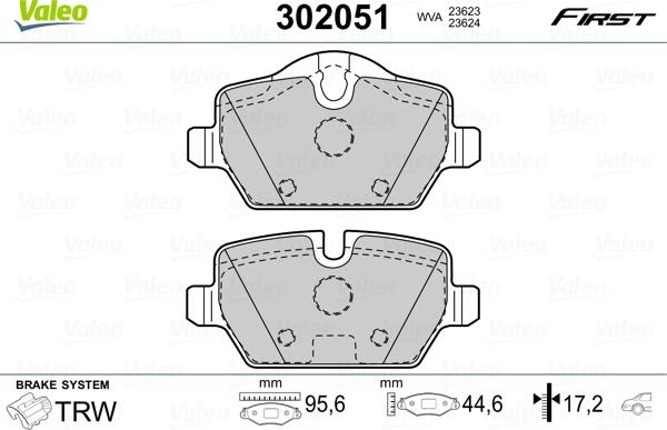 Valeo 302051 - Bremžu uzliku kompl., Disku bremzes www.avaruosad.ee