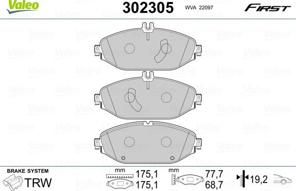 Valeo 302305 - Bremžu uzliku kompl., Disku bremzes www.avaruosad.ee