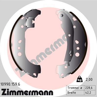 Zimmermann 10990.159.6 - Brake Set, drum brakes www.avaruosad.ee