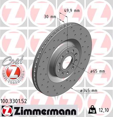 Zimmermann 100.3301.52 - Brake Disc www.avaruosad.ee