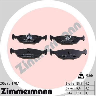 Zimmermann 20675.170.1 - Brake Pad Set, disc brake www.avaruosad.ee