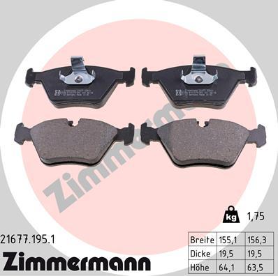 Zimmermann 21677.195.1 - Brake Pad Set, disc brake www.avaruosad.ee