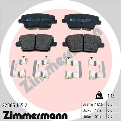 Zimmermann 22865.165.2 - Kit de plaquettes de frein, frein à disque www.avaruosad.ee
