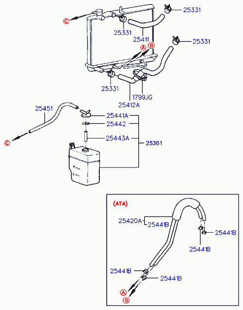 KIA 25441-02000 - Radiator hose & reservoir tank: 1 pcs. www.avaruosad.ee