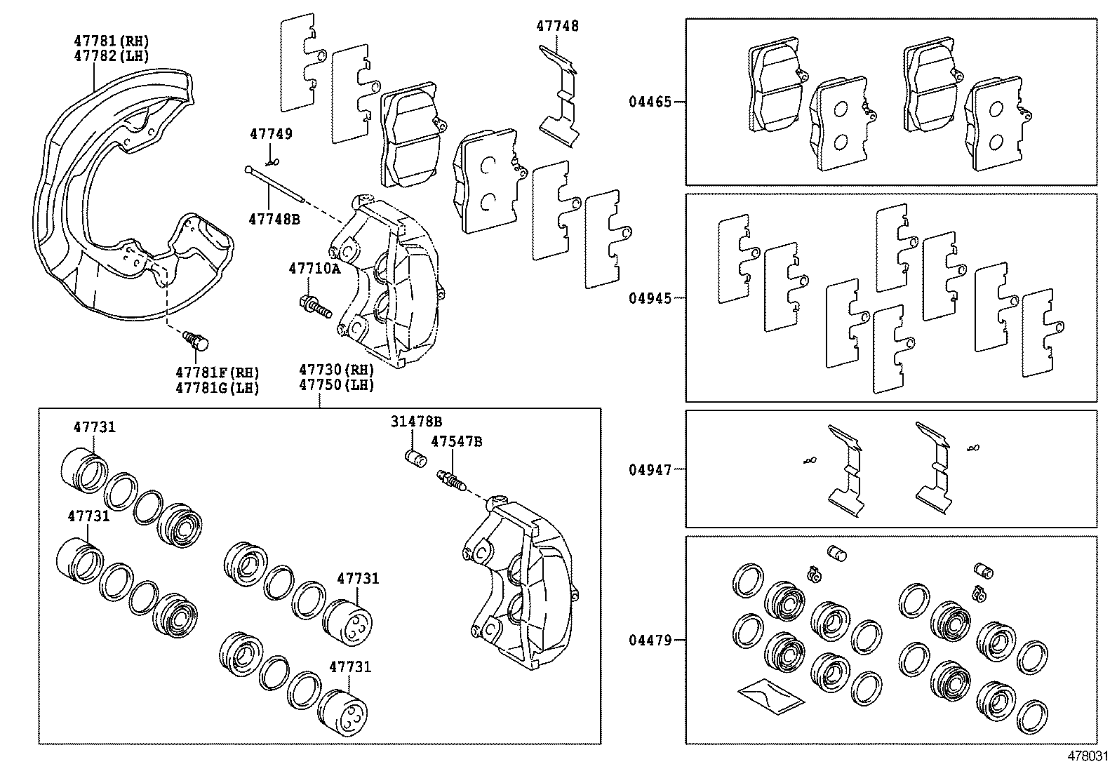 TOYOTA 0446530470 - Bremžu uzliku kompl., Disku bremzes www.avaruosad.ee