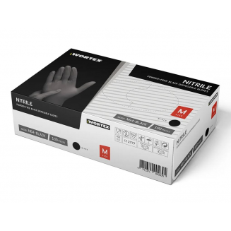 Wortex nitriilkindad puudrita 100tk XL, K-NG4-BLACK-XL